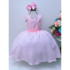 Vestido Infantil Rosa Luxo Batizado Casamento Festa Damas