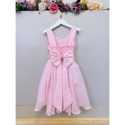 Vestido Infantil Rosa Luxo Batizado Casamento Festa Damas