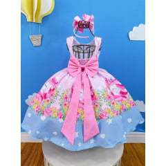Vestido Infantil Rosa Unicórnio Festas de Aniversário Luxo