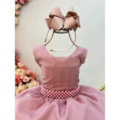 Vestido Infantil Rose Busto Com Strass Daminhas