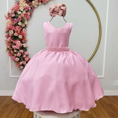 Vestido Infantil Rose Busto Com Strass Daminhas Vestido Infantil Rose Busto Com Strass Daminhas