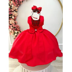 Vestido Infantil Vermelho Strass Luxo Festa Damas
