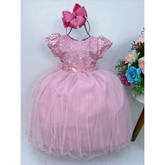 Vestido Infantil Rose C/ Renda e Apliques Flores Princesas