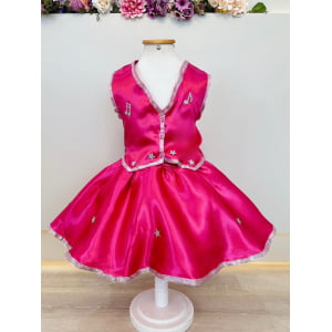 Conjunto Fantasia Infantil da Barbie Boiadeira Pink Festas