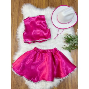 Conjunto Fantasia Infantil da Barbie Boiadeira Pink Festas