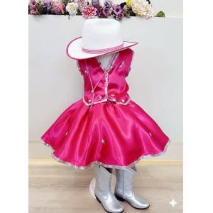 Conjunto Fantasia Infantil da Barbie Boiadeira Pink Festas
