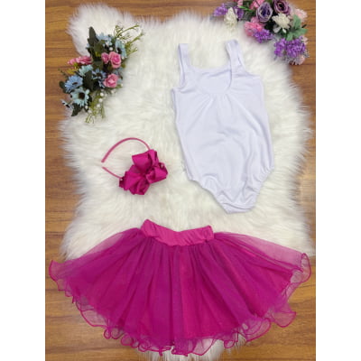 Conjunto Infantil Body e Saia Pink Lilo Stitch e Angel