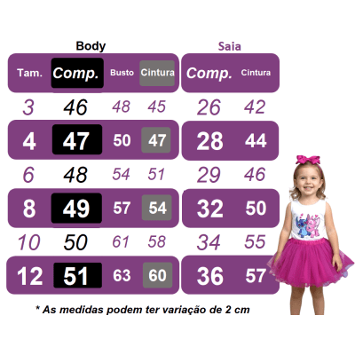 Conjunto Infantil Body e Saia Pink Lilo Stitch e Angel