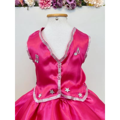 Conjunto Infantil Boiadeira Colete Saia Country Pink Festa