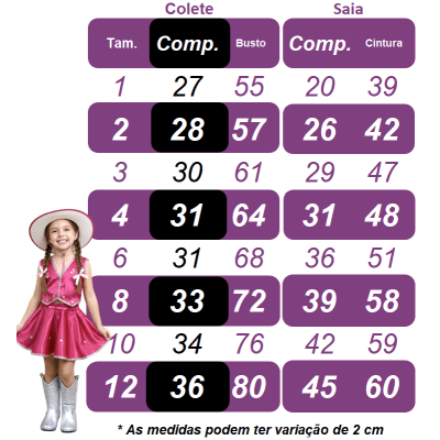 Conjunto Infantil Boiadeira Colete Saia Country Pink Festa