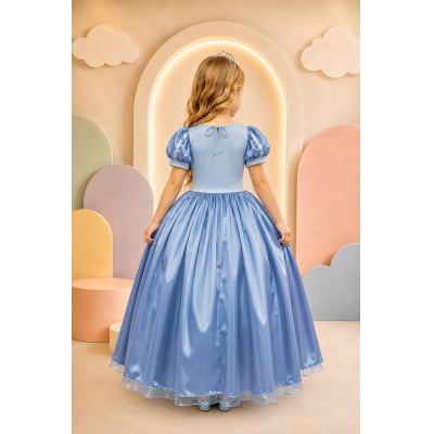 Fantasia Infantil azul Princesa brilho Festas