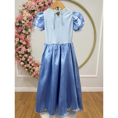Fantasia Infantil azul Princesa brilho Festas