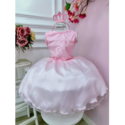 Fantasia Infantil Bailarina c/Tiara, em Cetim, Helanca e Tule