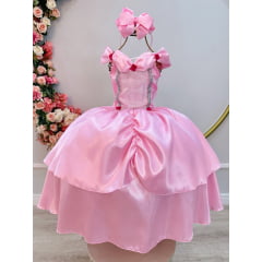 Fantasia Infantil Bela Adormecida e Aurora Rosa Claro Festas