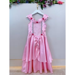 Fantasia Infantil Bela Adormecida e Aurora Rosa Claro Festas