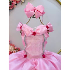 Fantasia Infantil Bela Adormecida e Aurora Rosa Claro Festas
