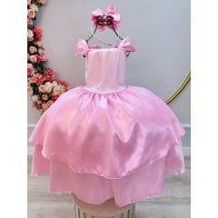 Fantasia Infantil Bela Adormecida e Aurora Rosa Claro Festas