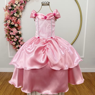 Fantasia Infantil Bela Adormecida e Aurora Rosa Festas