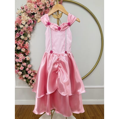 Fantasia Infantil Bela Adormecida e Aurora Rosa Festas