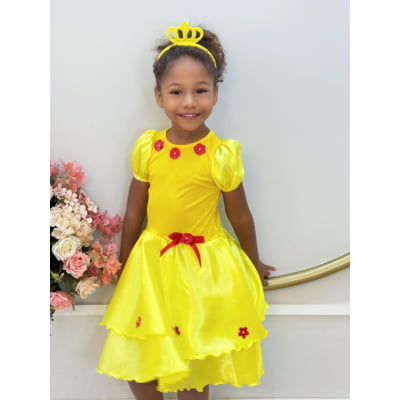 Fantasia Infantil da Bela e a Fera Acompanha a Tiara Luxo