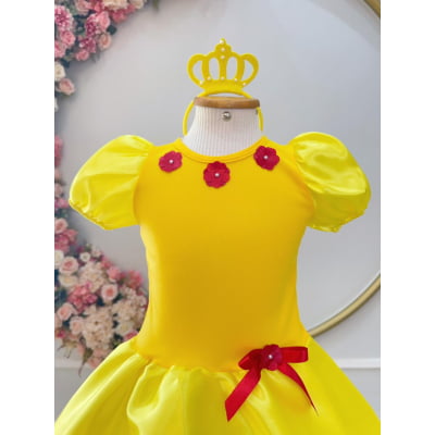 Fantasia Infantil da Bela e a Fera Acompanha a Tiara Luxo