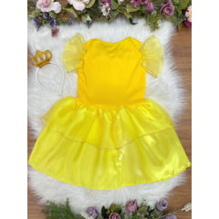 Fantasia Infantil Bela e a Fera Amarelo com Tiara