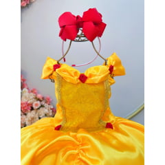 Fantasia Infantil Bela e a Fera Amarelo Escuro Festas