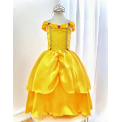 Fantasia Infantil Bela e a Fera Amarelo Escuro Festas
