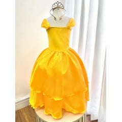 Fantasia Infantil Bela e a Fera Amarelo Escuro Festas