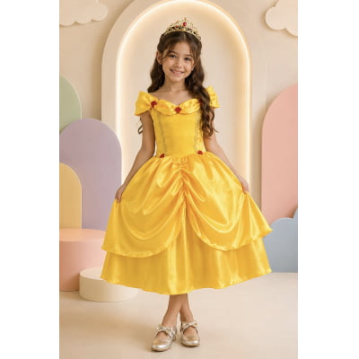 Fantasia Infantil Bela e a Fera Amarelo Festas Fantasia Infantil Bela e a Fera Amarelo Festas