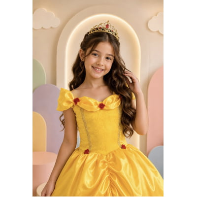 Fantasia Infantil Bela e a Fera Amarelo Festas