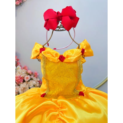 Fantasia Infantil Bela e a Fera Amarelo Festas
