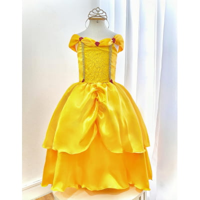 Fantasia Infantil Bela e a Fera Amarelo Festas
