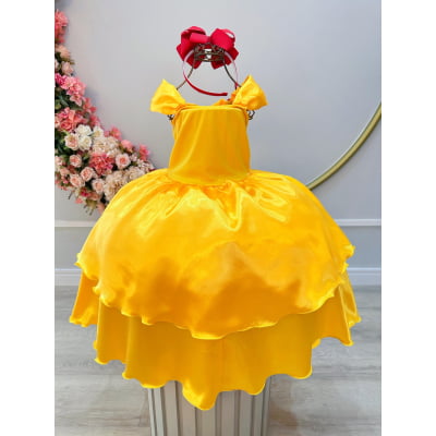 Fantasia Infantil Bela e a Fera Amarelo Festas