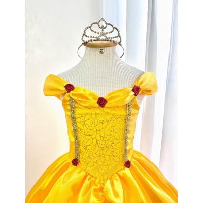 Fantasia Infantil Bela e a Fera Amarelo Festas
