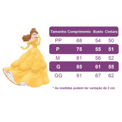 Fantasia Infantil Bela e a Fera Amarelo Ouro Renda Dourada