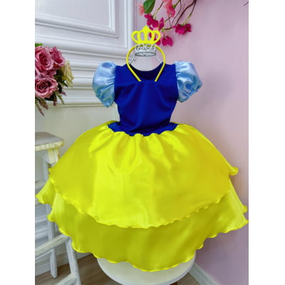 Fantasia Infantil Branca de Neve C/Tiara, em Cetim e Helanca