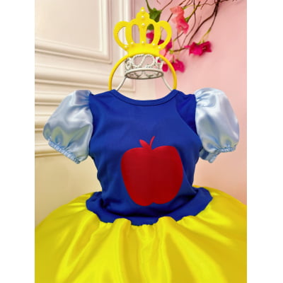 Fantasia Infantil Branca de Neve C/Tiara, em Cetim e Helanca