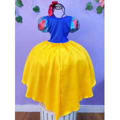 Fantasia Infantil Branca de Neve Amarelo Ouro Capa Tiara