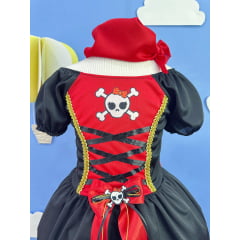 Fantasia Infantil Capitã Pirata Acompanha o Lenço de Cabelo Festas