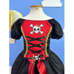 Fantasia Infantil Capitã Pirata Acompanha o Lenço de Cabelo Festas