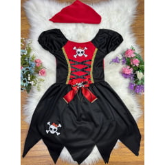 Fantasia Infantil Capitã Pirata Acompanha o Lenço de Cabelo Festas