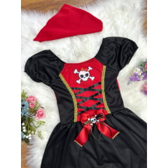 Fantasia Infantil Capitã Pirata Acompanha o Lenço de Cabelo Festas