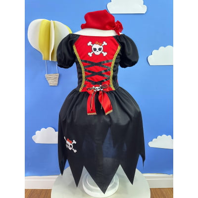 Fantasia Infantil Capitã Pirata Acompanha o Lenço de Cabelo Festas