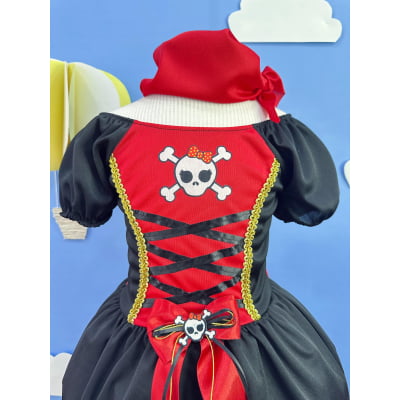 Fantasia Infantil Capitã Pirata Acompanha o Lenço de Cabelo Festas
