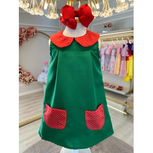 Fantasia Infantil Chiquinha Verde e Vermelho Festas