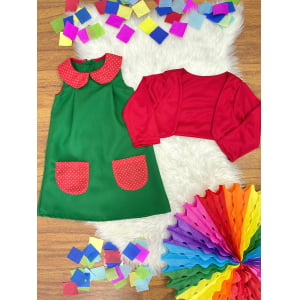 Fantasia Infantil Chiquinha Verde e Vermelho Festas