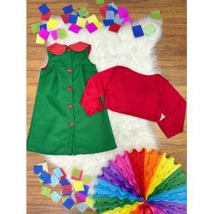 Fantasia Infantil Chiquinha Verde e Vermelho Festas