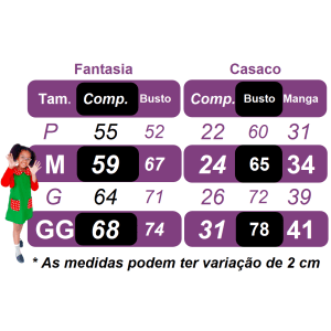 Fantasia Infantil Chiquinha Verde e Vermelho Festas