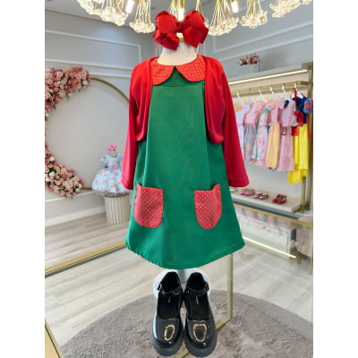 Fantasia Infantil Chiquinha Verde e Vermelho Festas